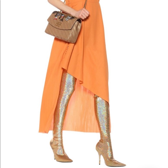 gold sequin balenciaga boots